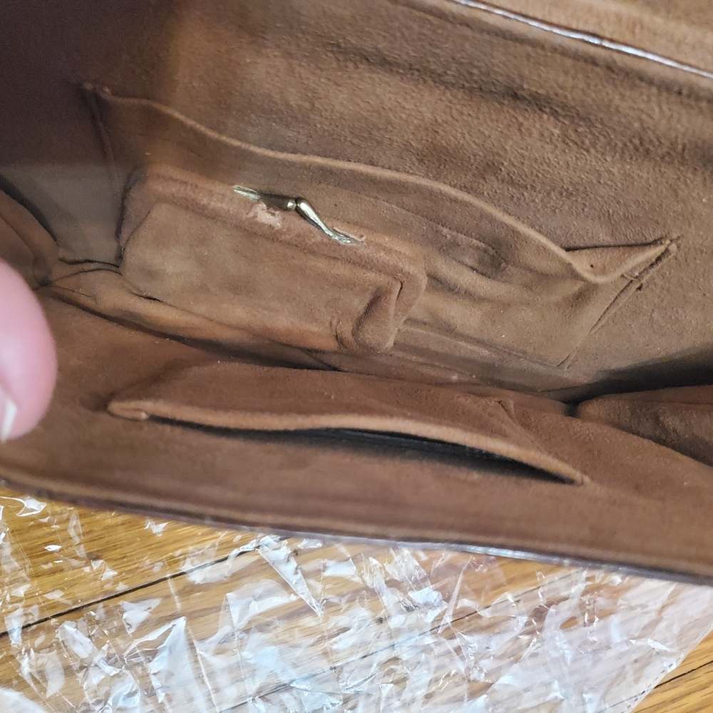 Vintage Genuine Alligator Pattern Brown Clutch Ma… - image 8